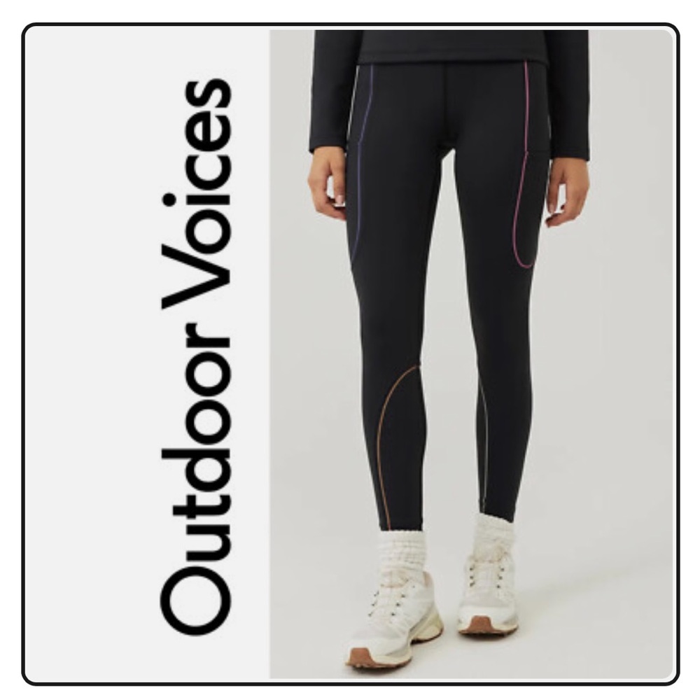NWT Outdoor Voices 7/8 Frostknit Leggings w/ Reflective Rainbow Accents Sz Med